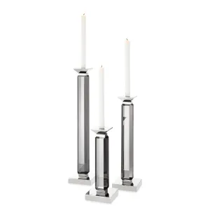 112081 - Candle Holder Livia nickel finish smoke set of 3