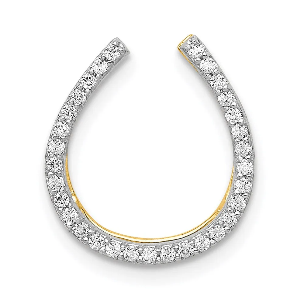 14k and Rhodium 1/6ct. Diamond Horseshoe Chain Slide