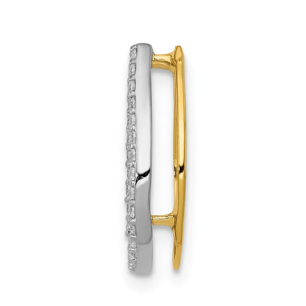 14k and Rhodium 1/6ct. Diamond Horseshoe Chain Slide
