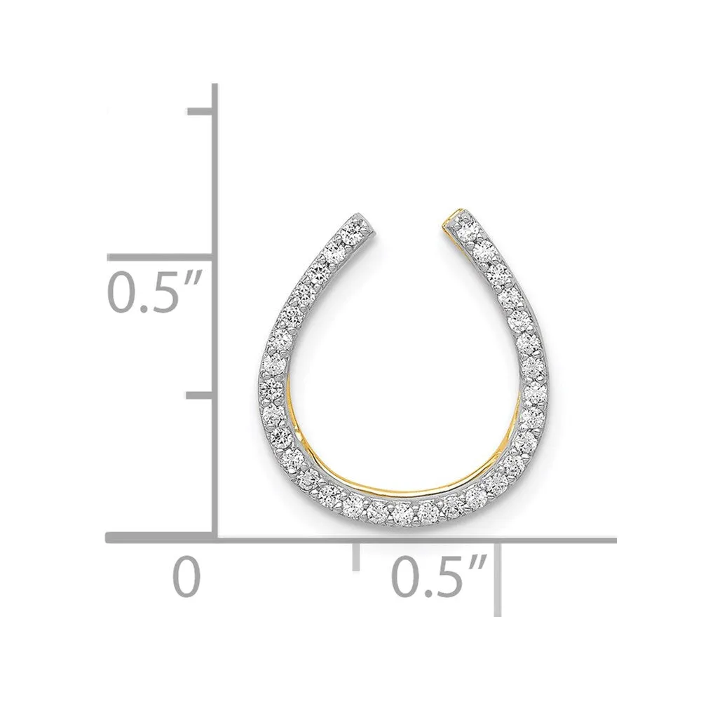14k and Rhodium 1/6ct. Diamond Horseshoe Chain Slide