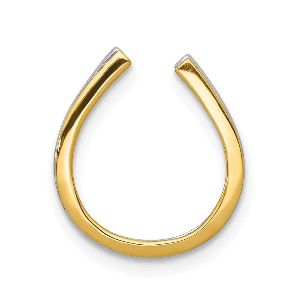 14k and Rhodium 1/6ct. Diamond Horseshoe Chain Slide