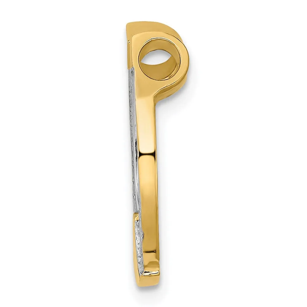 14k w/ Rhodium Horseshoe Chain Slide Charm