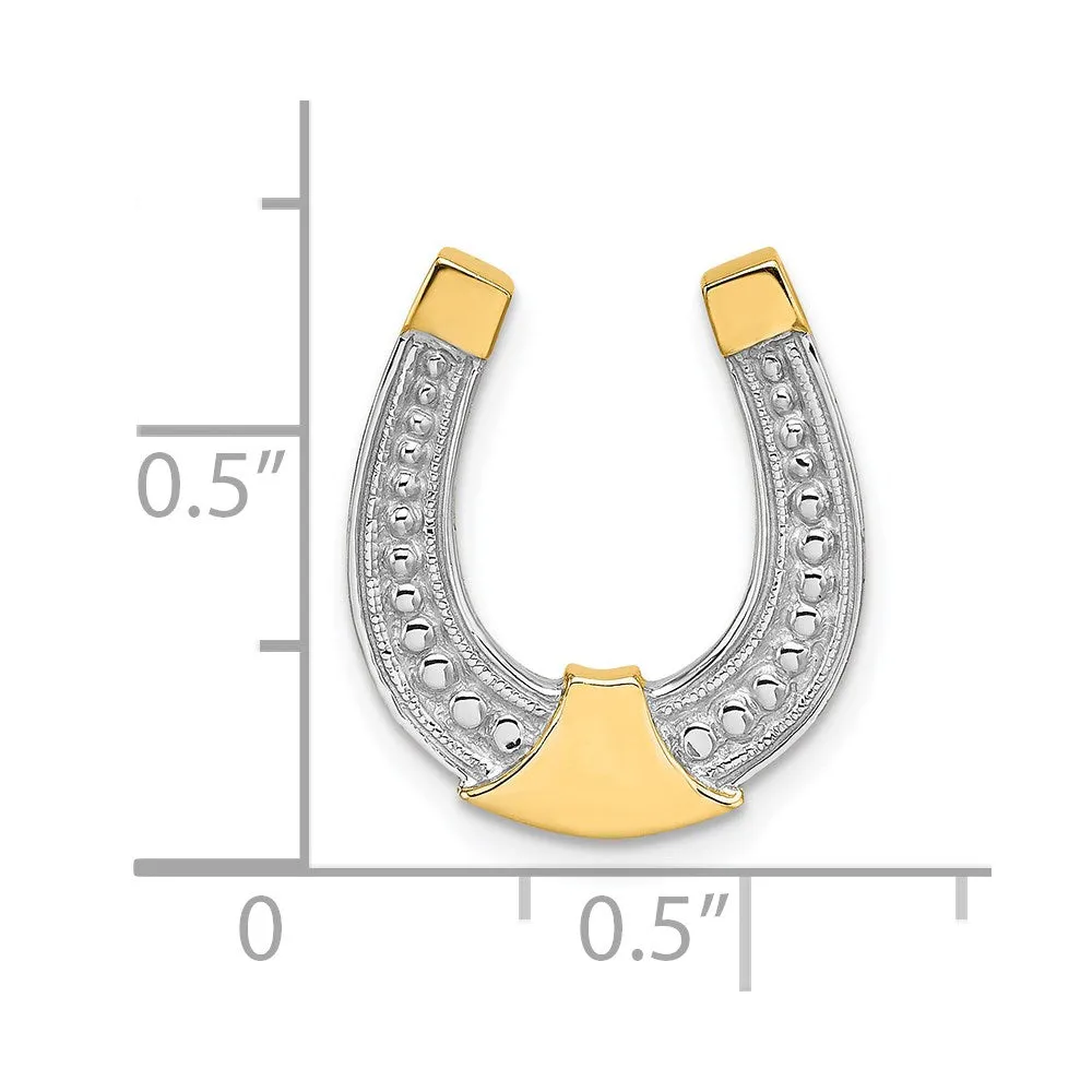 14k w/ Rhodium Horseshoe Chain Slide Charm
