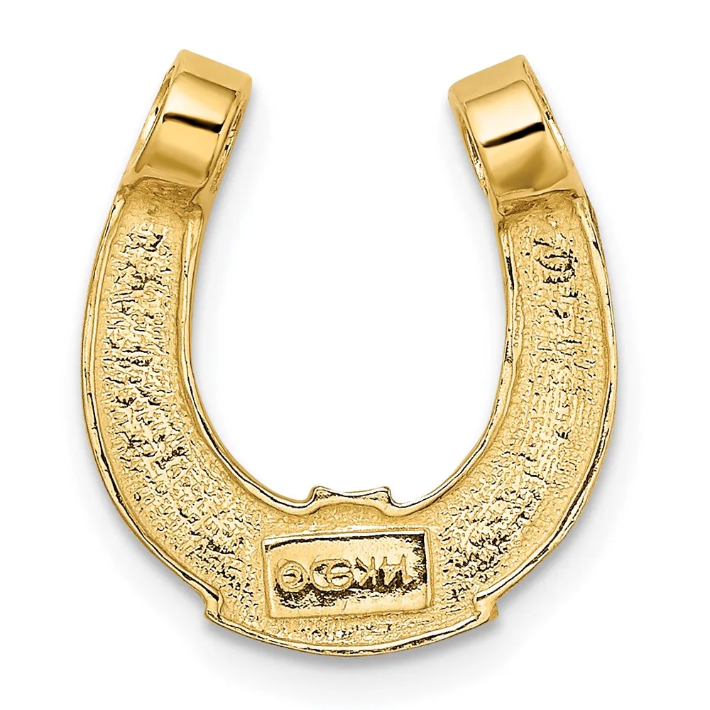 14k w/ Rhodium Horseshoe Chain Slide Charm