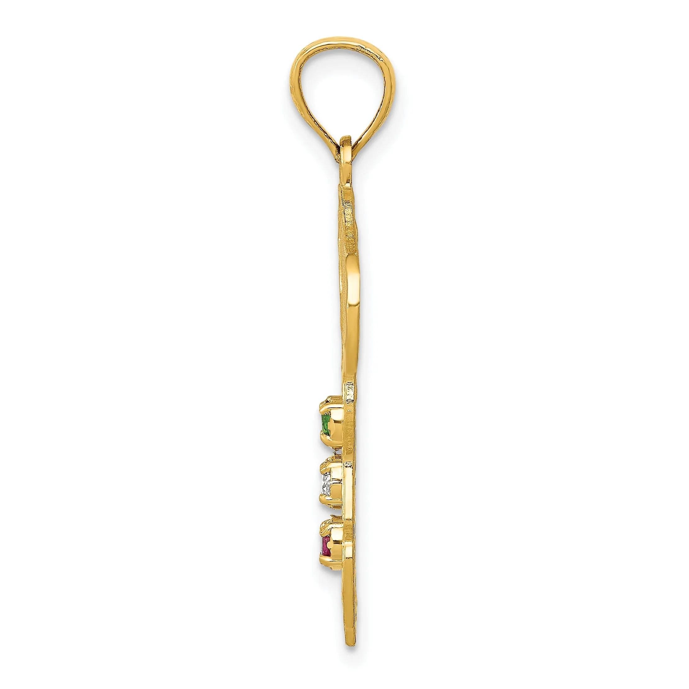 14k Yellow Gold Boot Italy with Emerald, Ruby, C.Z Stones Pendant
