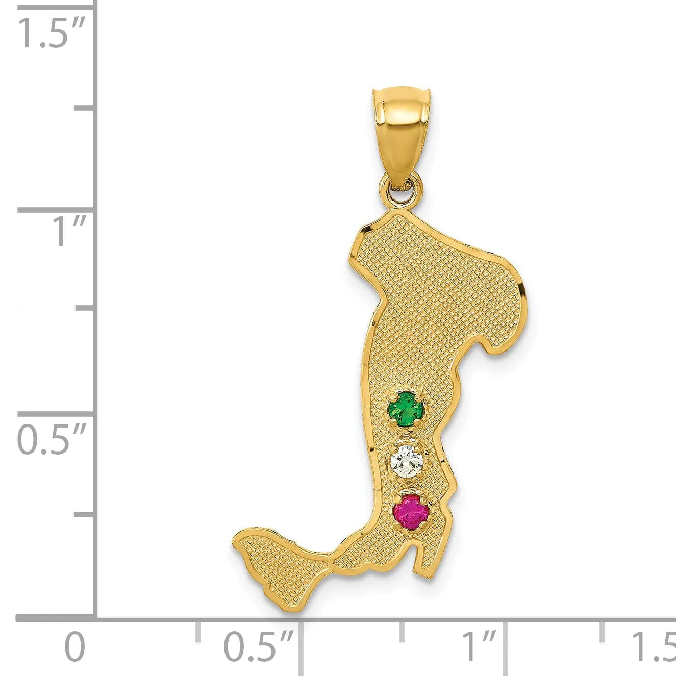 14k Yellow Gold Boot Italy with Emerald, Ruby, C.Z Stones Pendant