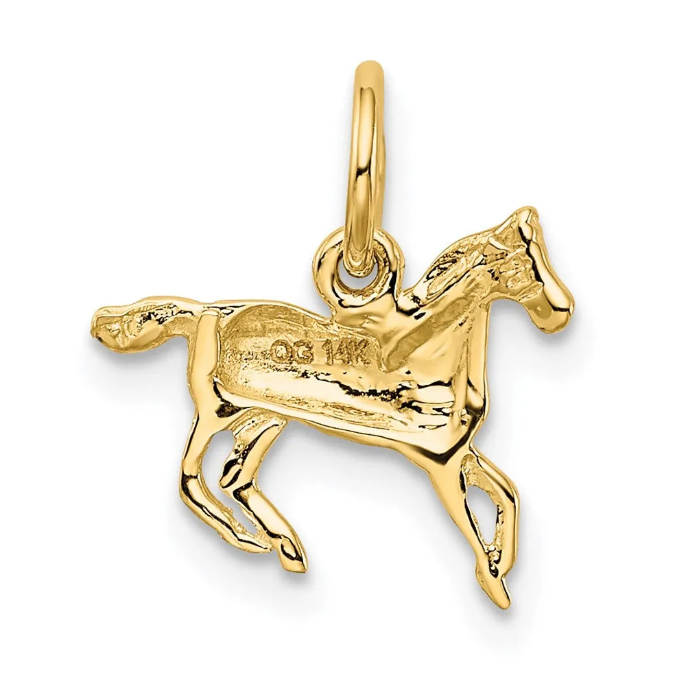 14k Yellow Gold Polished Horse Charm
