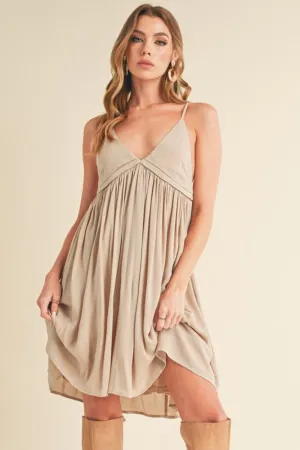 Aemi   Co Ruched Plunge Mini Cami Dress