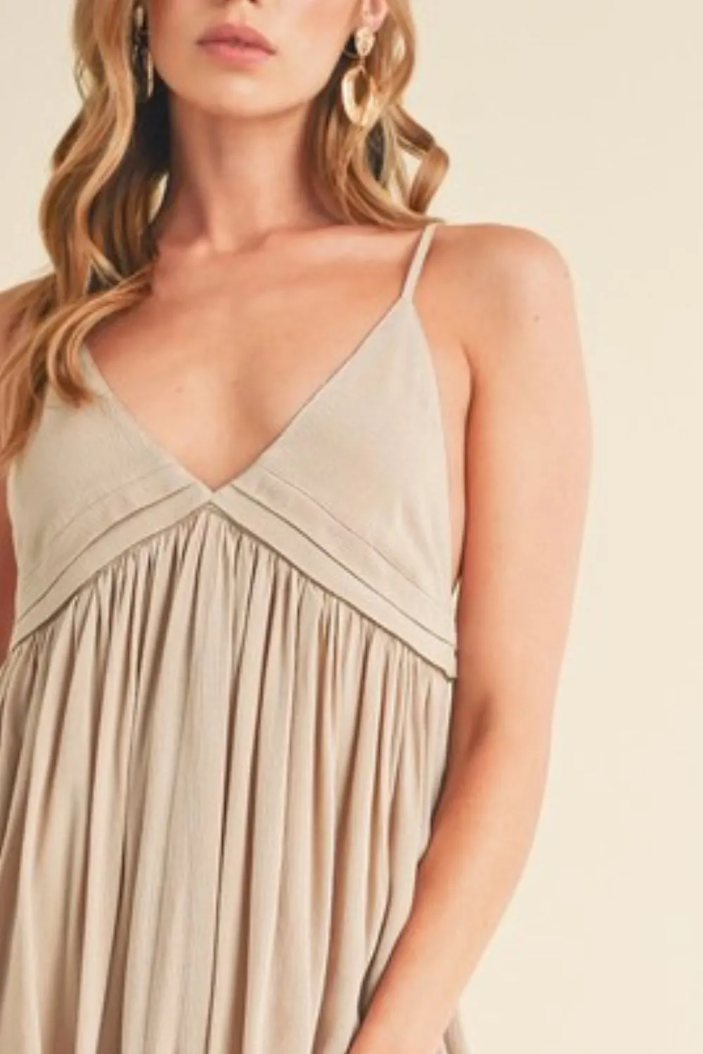 Aemi   Co Ruched Plunge Mini Cami Dress