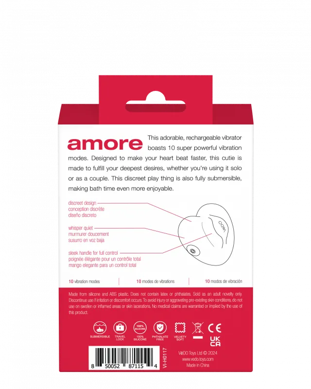 Amore Rechargeable Pleasure Vibe - Red
