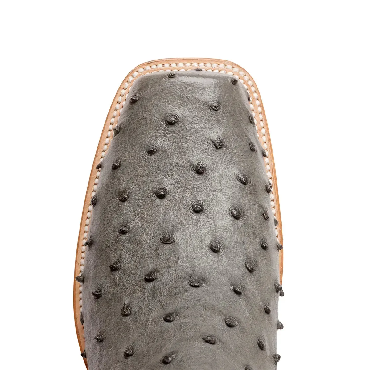 Antonio Full Quill Ostrich Stockman Square Toe Boot - Grey
