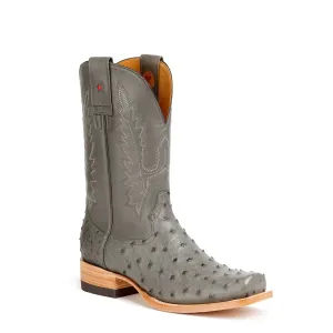 Antonio Full Quill Ostrich Stockman Square Toe Boot - Grey