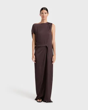 Ardea Draped Dress - Mocha