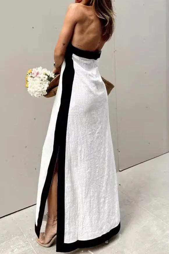 Backless Halter Neck Split Dress
