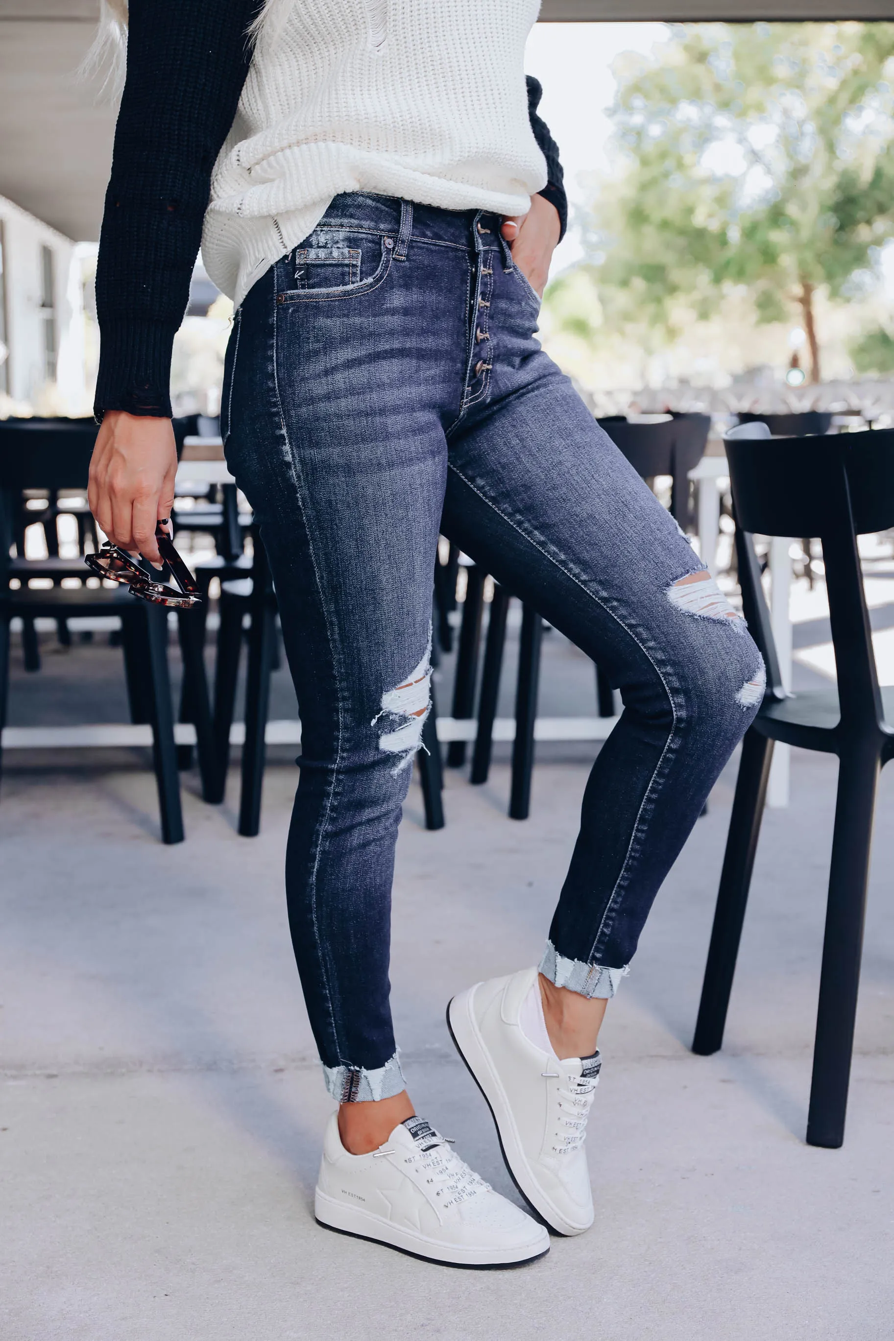 Baylor Distressed Skinny Jeans - Dark