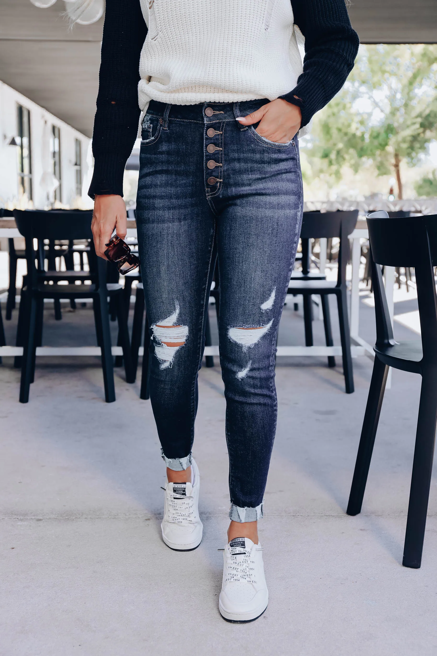 Baylor Distressed Skinny Jeans - Dark