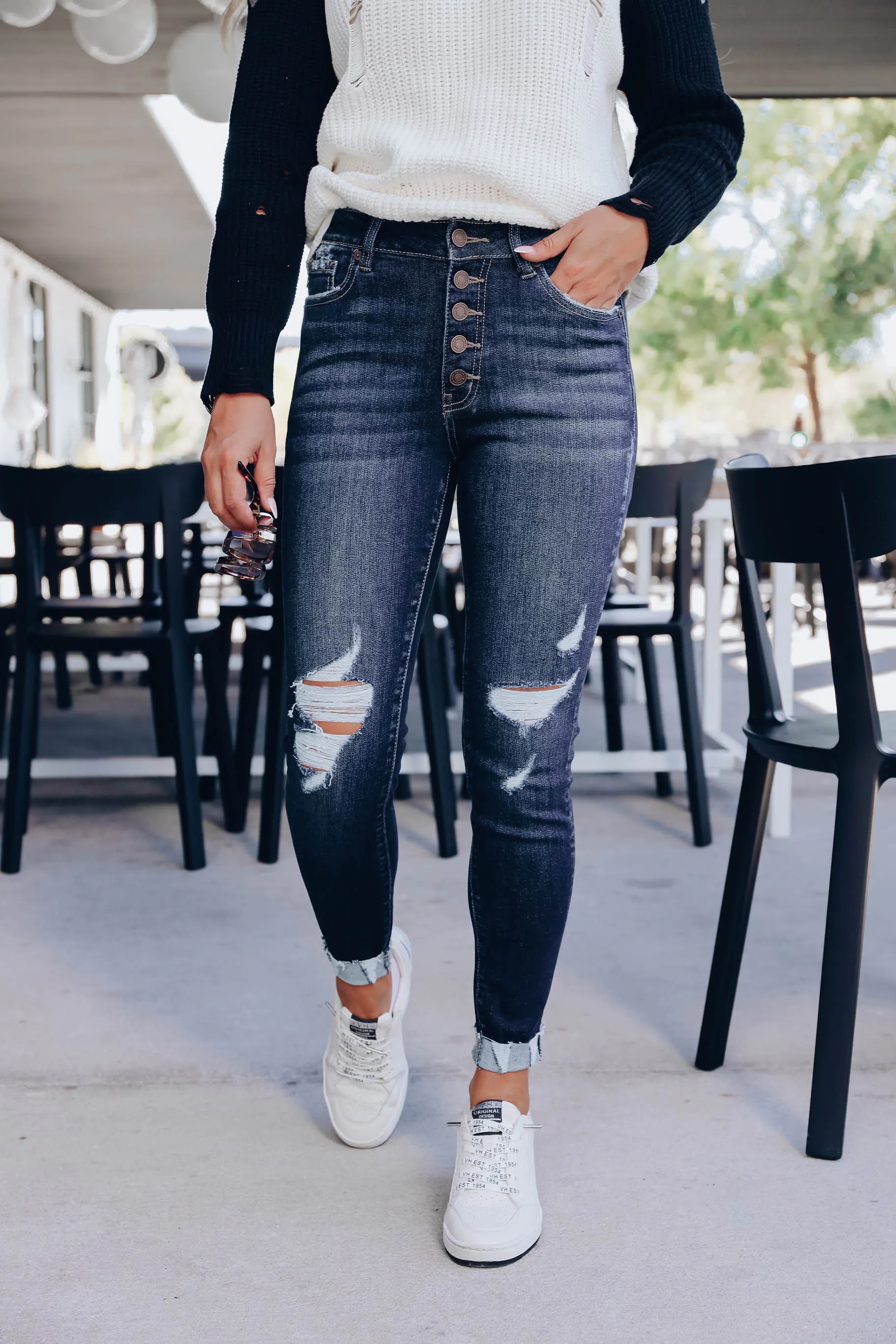 Baylor Distressed Skinny Jeans - Dark