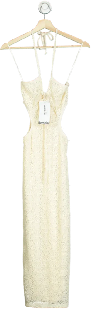 Bershka Cream Lace Cut-Out Dress UK XS