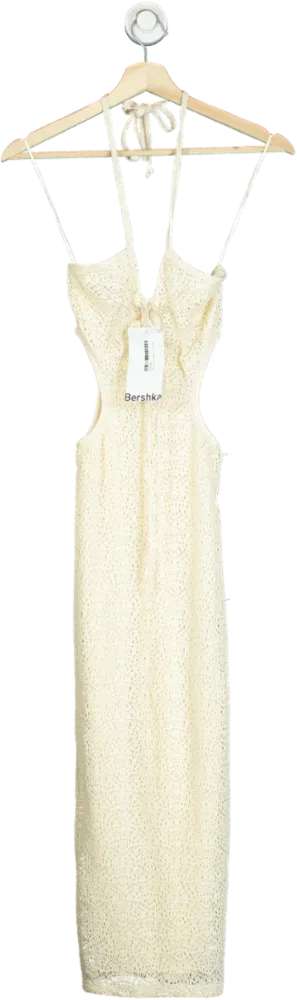 Bershka Cream Lace Cut-Out Dress UK XS