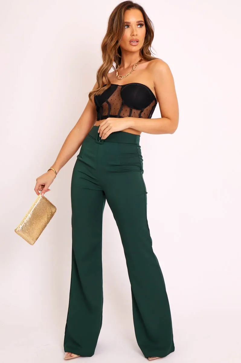 Black Mesh Polka Strapless Bralet - Bailie