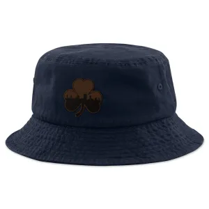 Boston Skyline Shamrock Leather Patch Bucket Hat