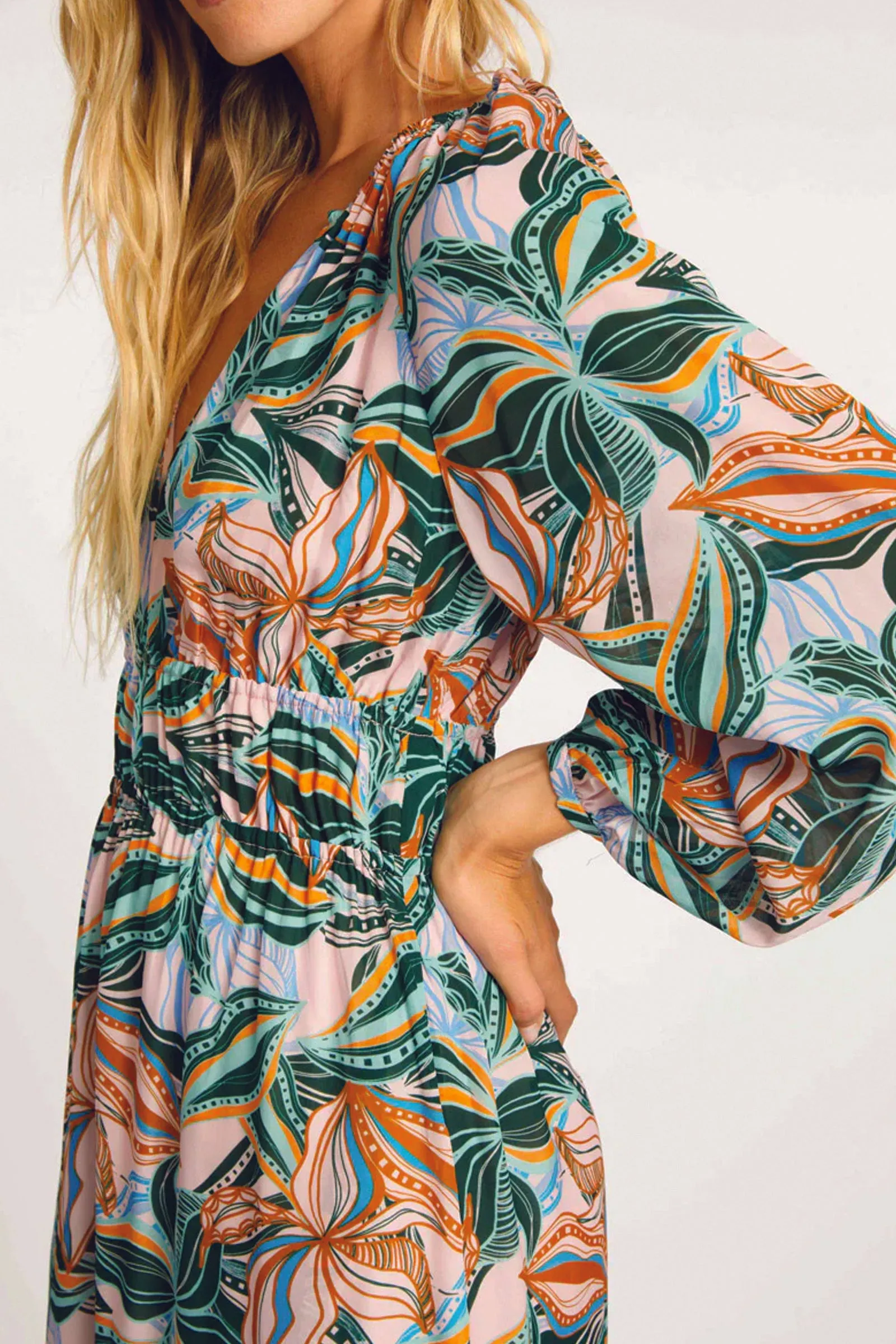 Caballero Quinn Dress in Sea Leaves