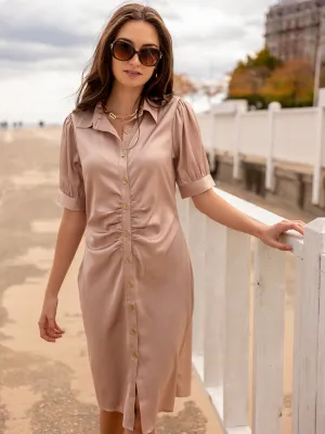 Camla Barcelona Beige Satin Dress
