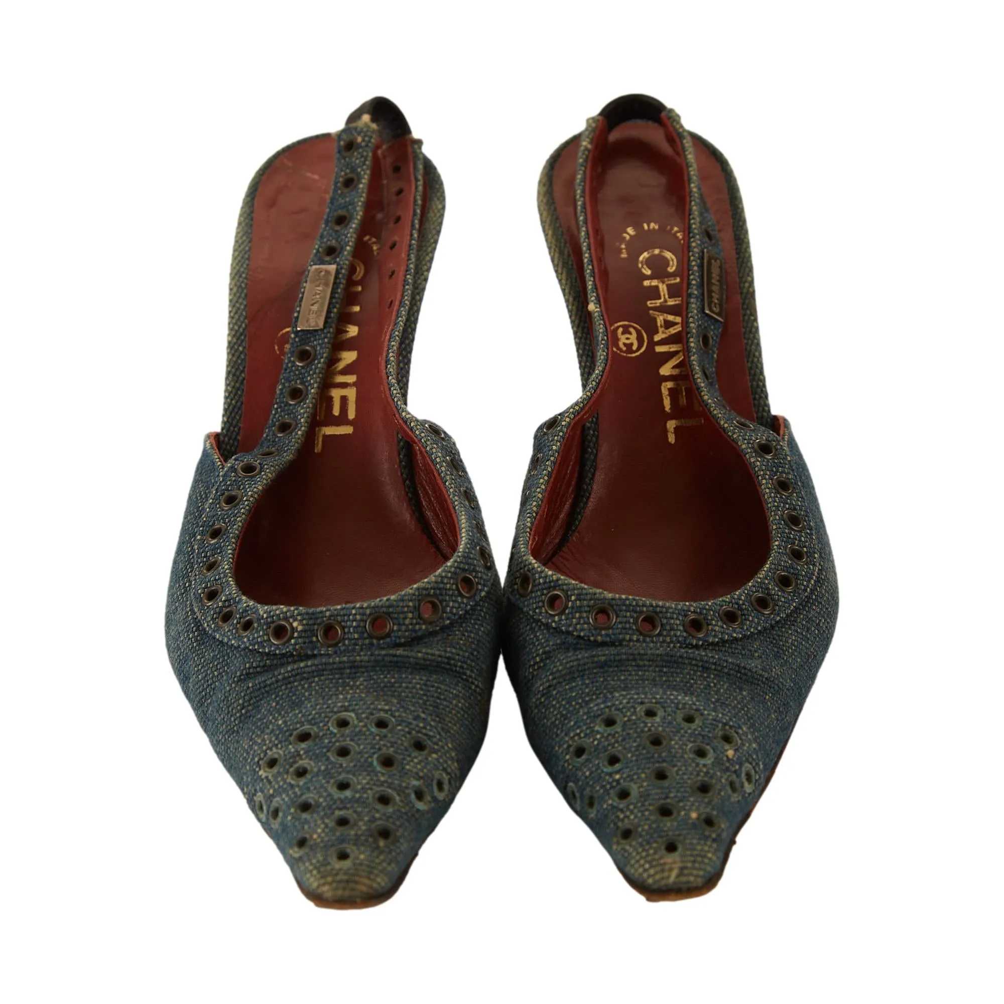 Chanel Denim Grommet Heels