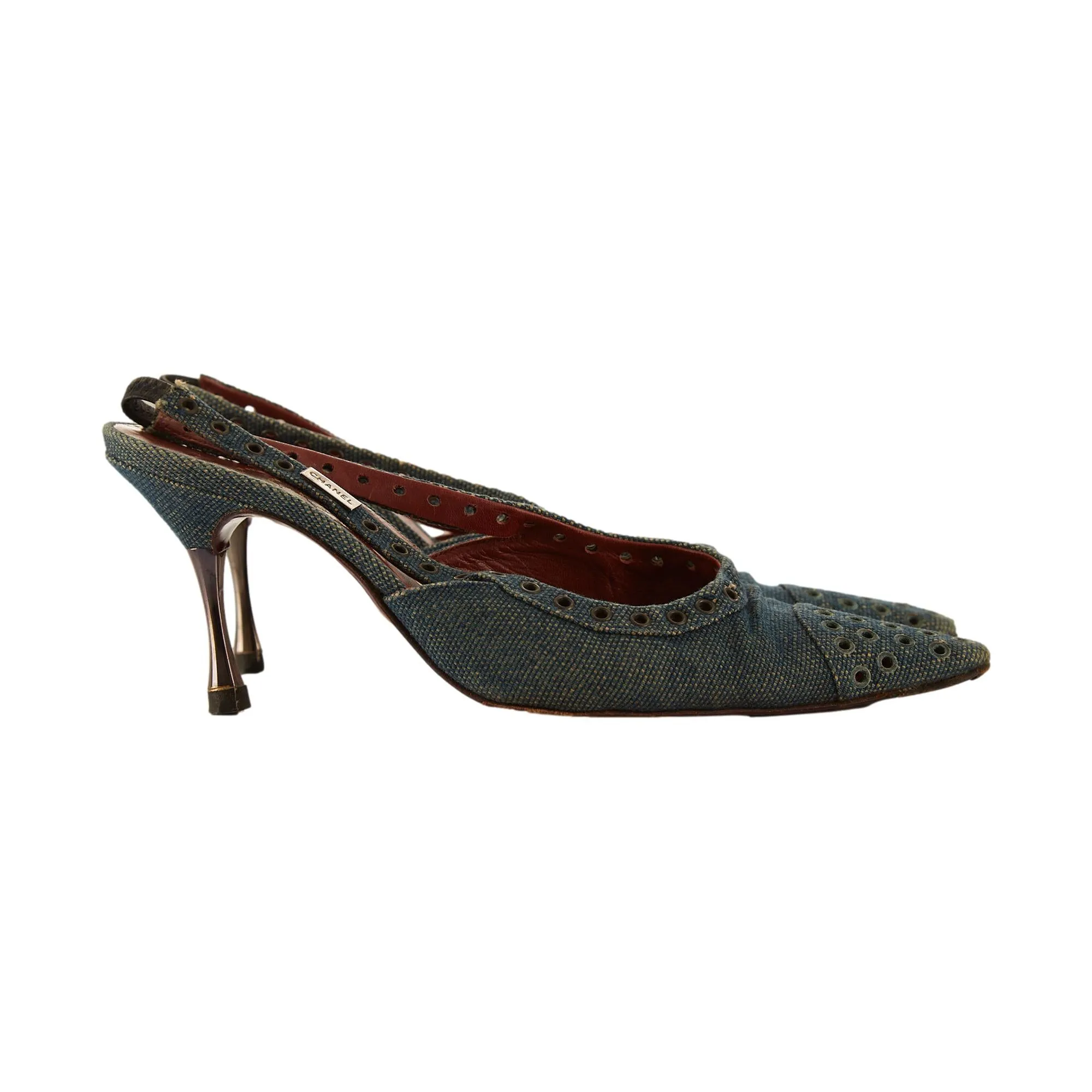 Chanel Denim Grommet Heels