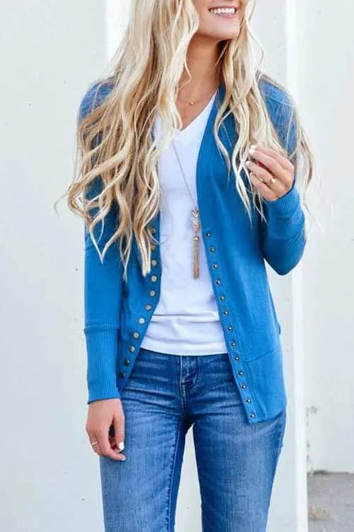 Chicindress Long Sleeves Buttons Design Cardigan Tops(7 Colors)