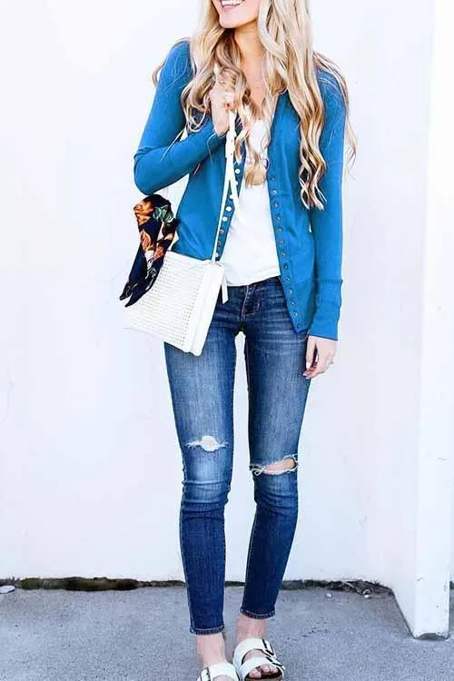 Chicindress Long Sleeves Buttons Design Cardigan Tops(7 Colors)