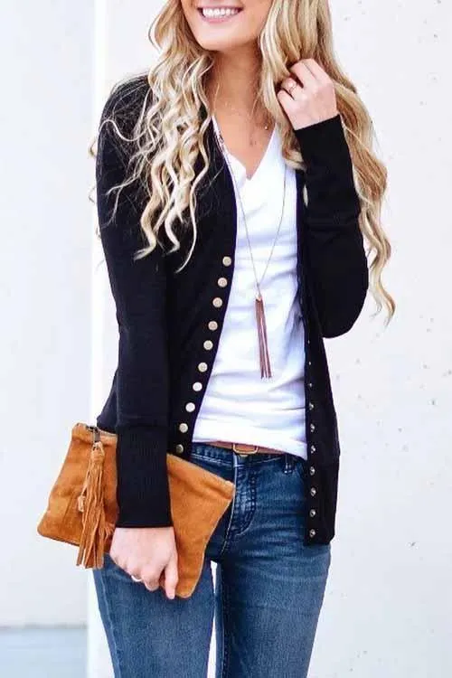 Chicindress Long Sleeves Buttons Design Cardigan Tops(7 Colors)