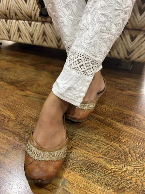 Cigarette Chikankari Pant White Stretchable