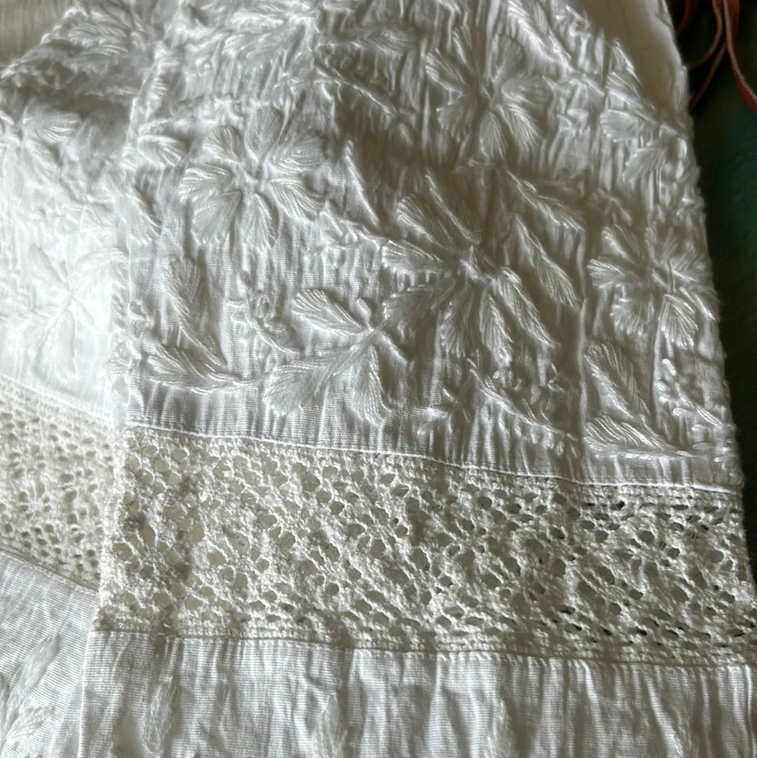 Cigarette Chikankari Pant White Stretchable
