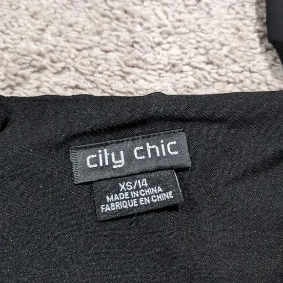 City Chic black flutter frill midi dress size 14