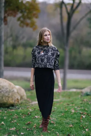 Clemmie Top in Black and Gold Lace