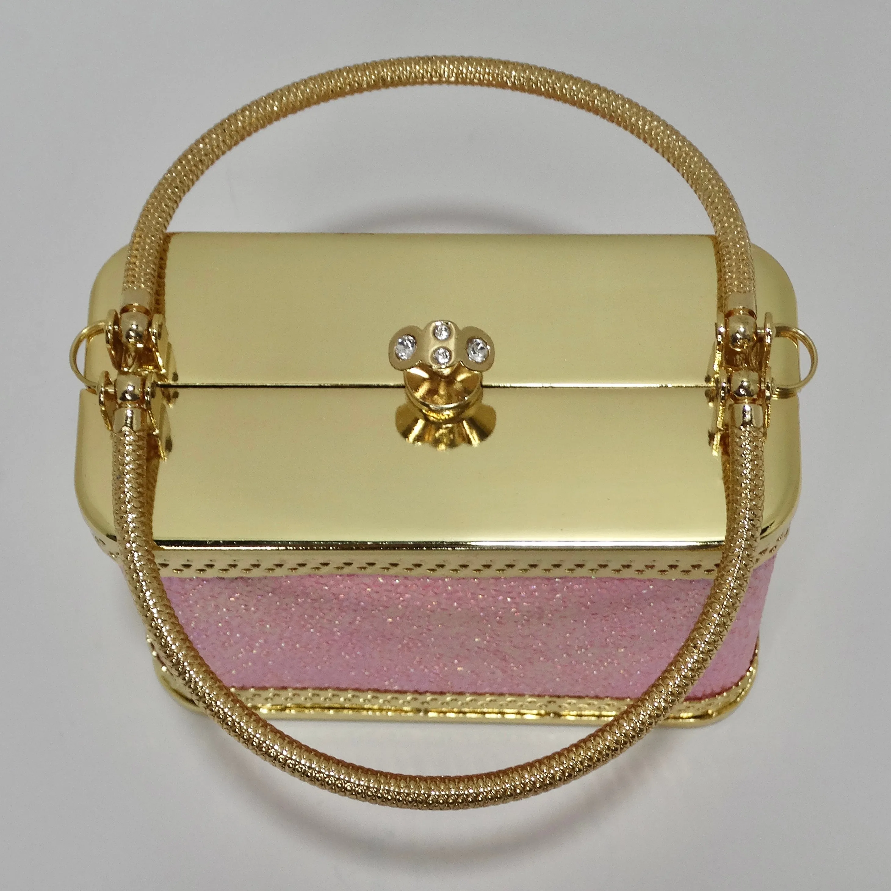 Colleen Lopez Pink and Gold Plated Minaudière Bag