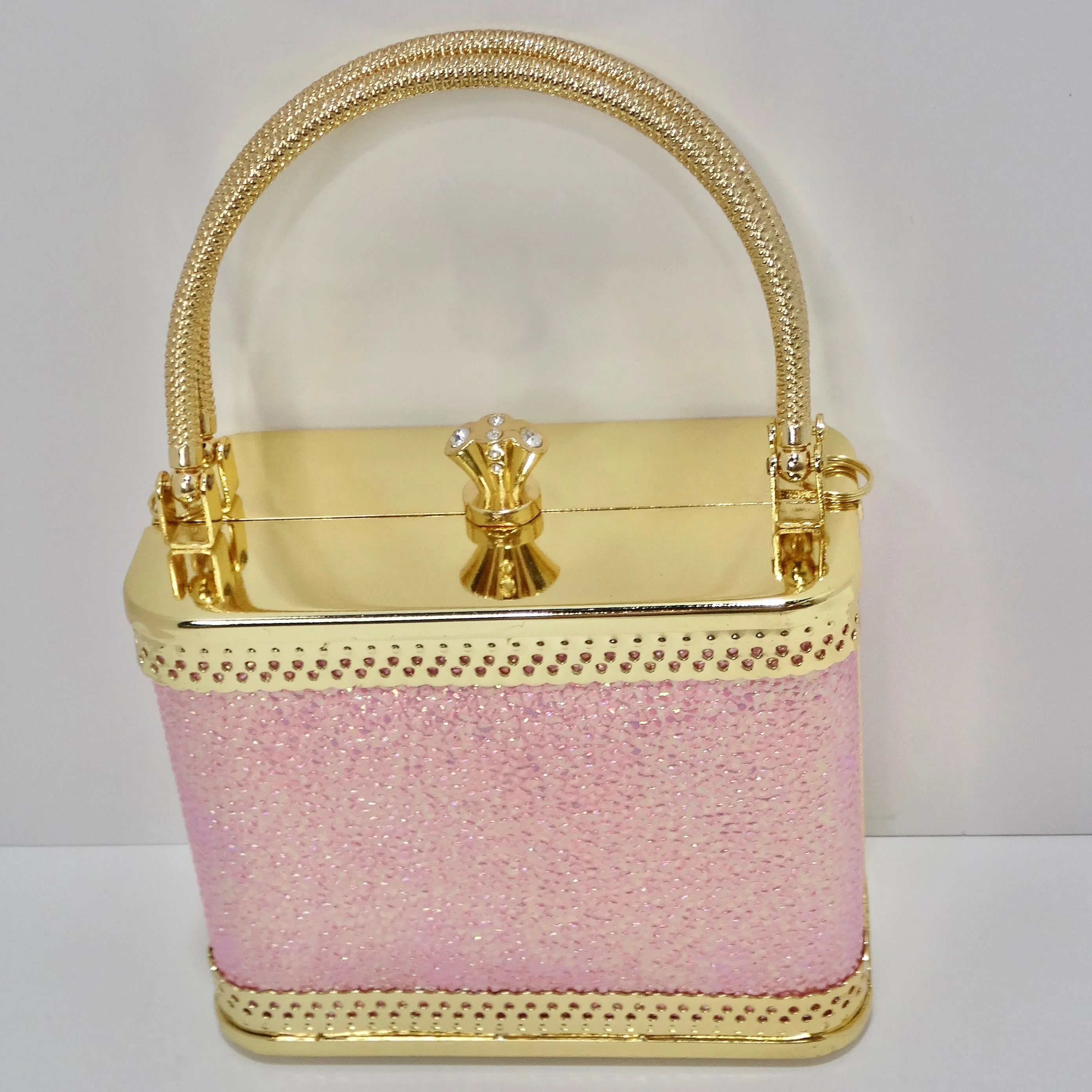 Colleen Lopez Pink and Gold Plated Minaudière Bag