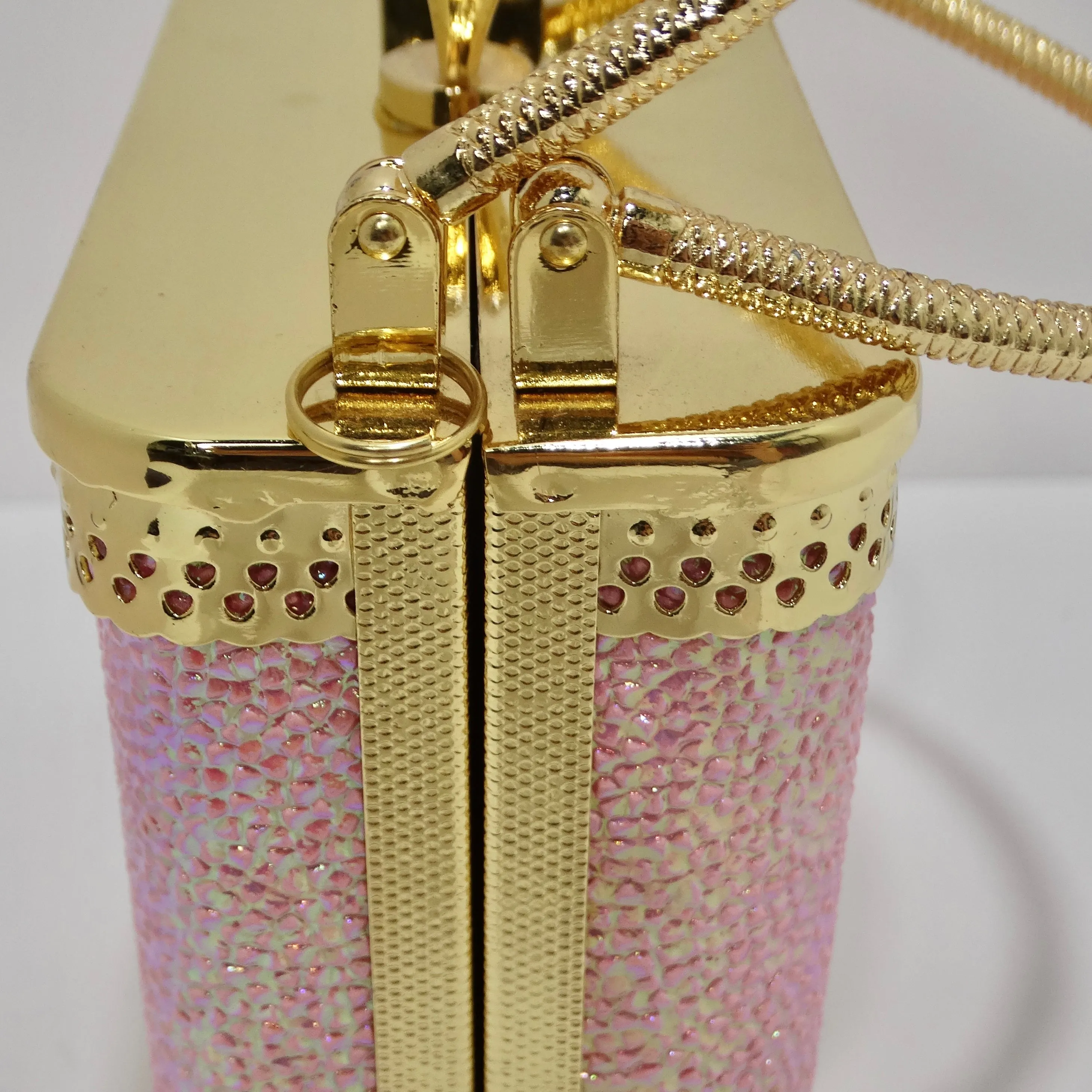 Colleen Lopez Pink and Gold Plated Minaudière Bag