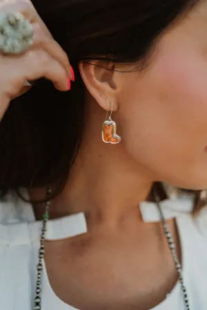 Coral Cowboy Boot Earrings