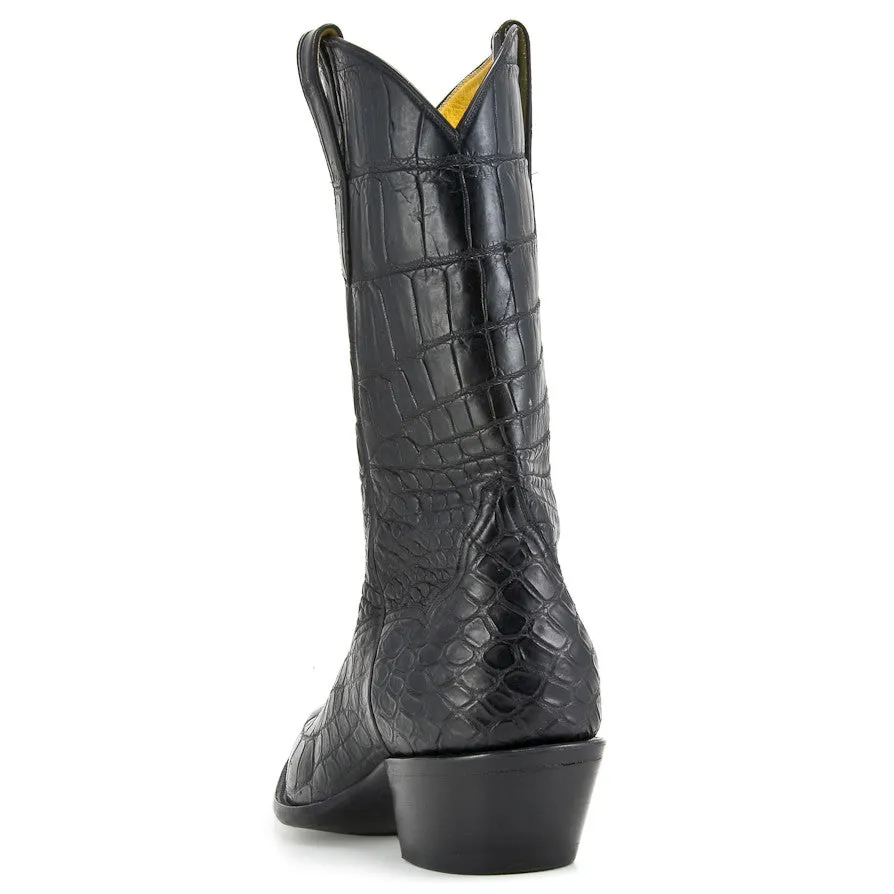 Crocodile Full 12" Round Toe - Black