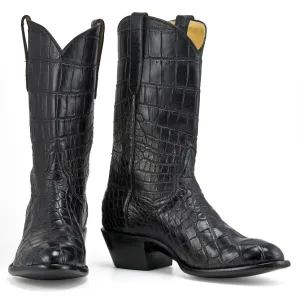 Crocodile Full 12" Round Toe - Black