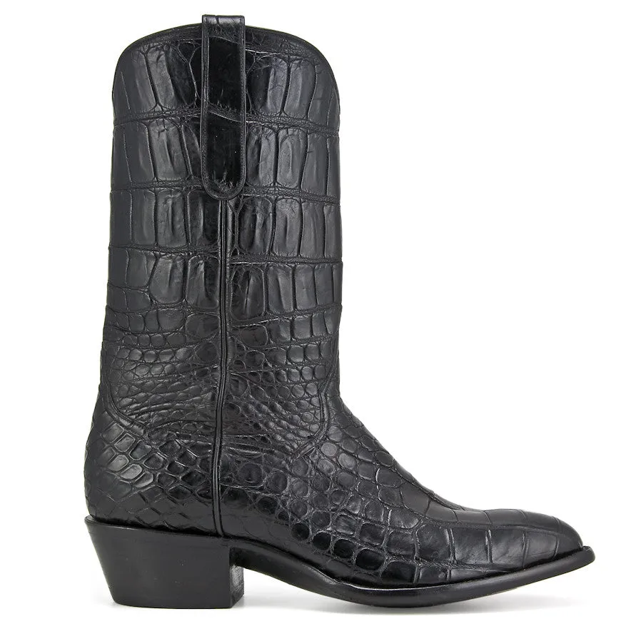 Crocodile Full 12" Round Toe - Black