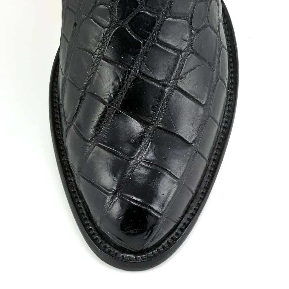 Crocodile Full 12" Round Toe - Black