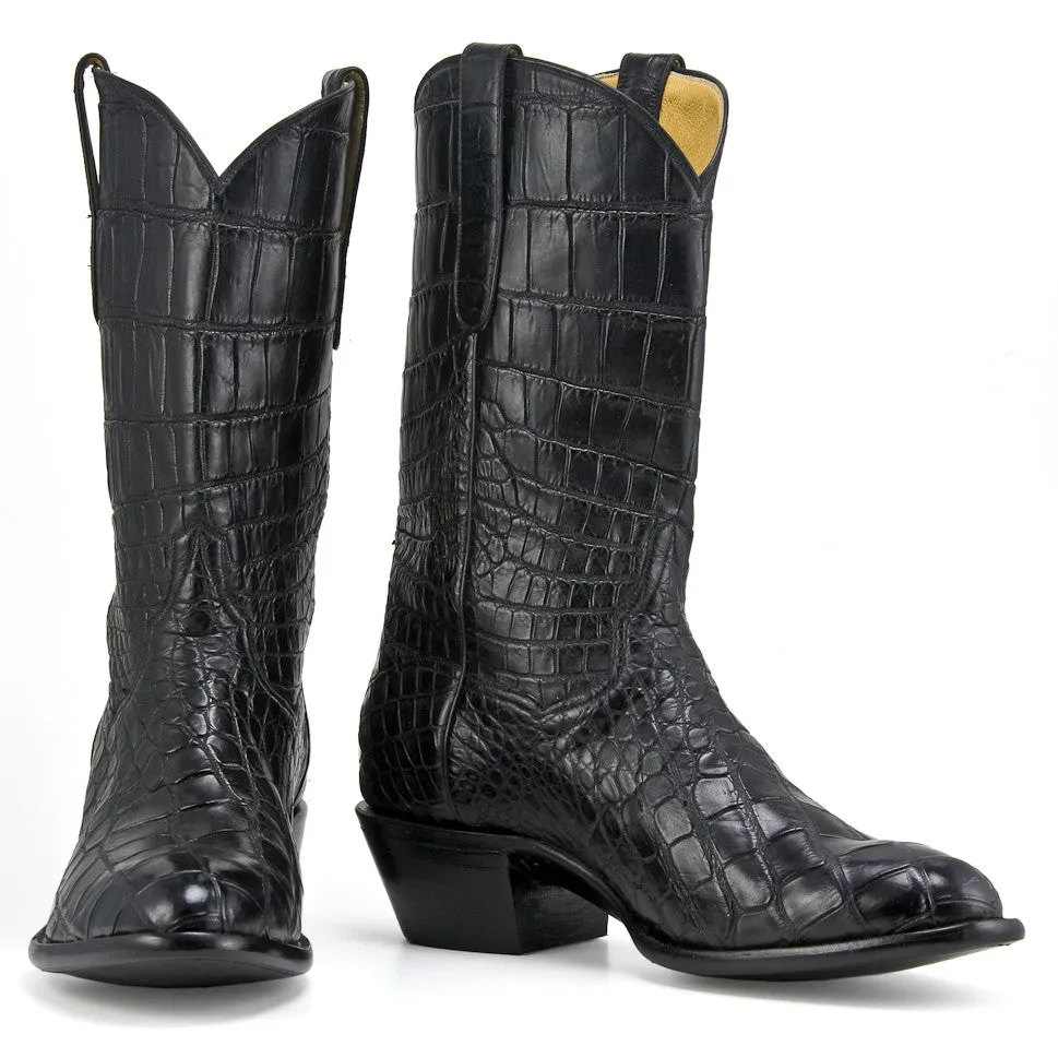 Crocodile Full 12" Round Toe - Black
