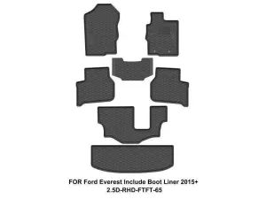 Custom Dna Ford Everest 2015  Black Rubber Car Mats And Boot Liner