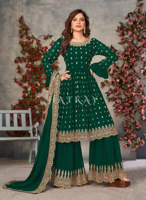 Dark Green Georgette Sharara Suit