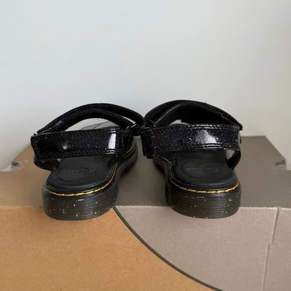 Dr Martens Romi Iridescent Purple Black Patent Leather Girls Sandals - SZ 3 Y