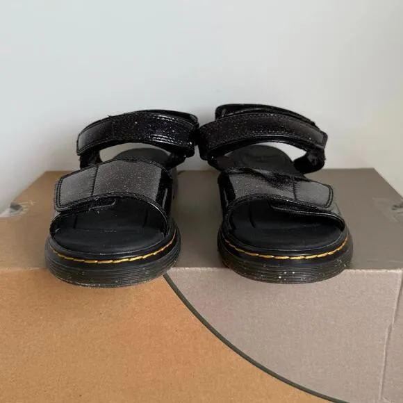 Dr Martens Romi Iridescent Purple Black Patent Leather Girls Sandals - SZ 3 Y