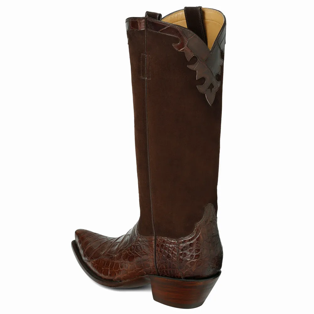 Fancy Crocodile with Nubuck 14" Brown